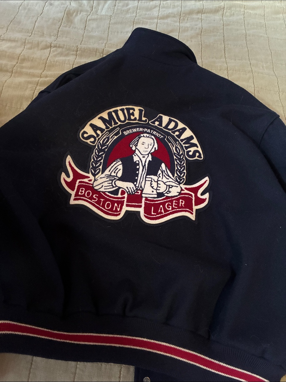 Men’s Navy Logo Bomber Jacket - Boston Lager Patch